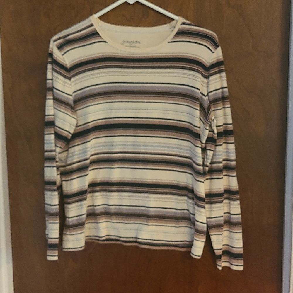 PL St John's Bay Long Sleeved Multi Colored Stripe Top